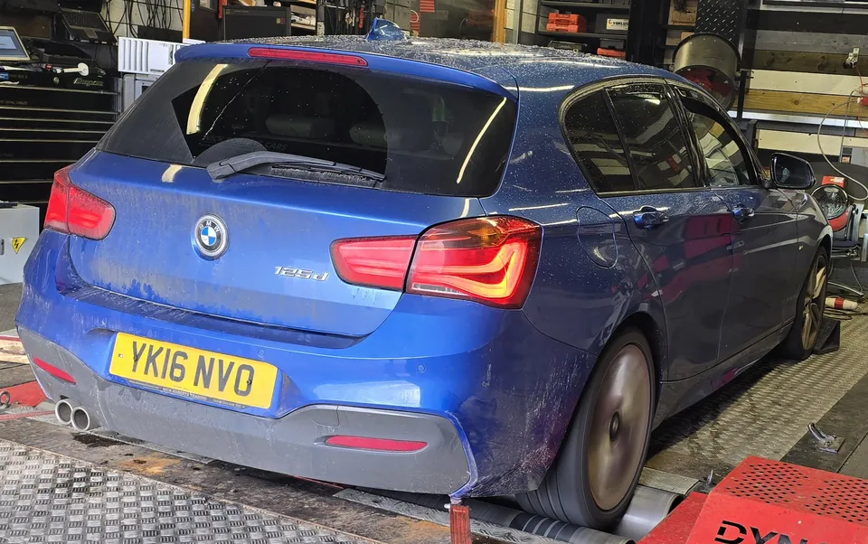 BMW on the rolling-road dyno at the Llandow Tuning workshop